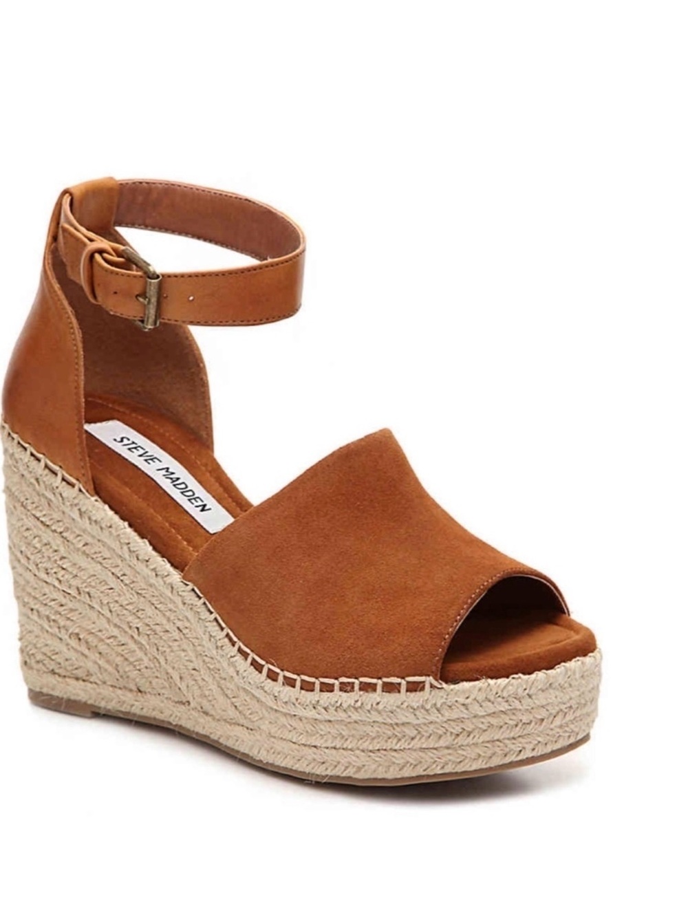 Steve Madden Congac Espadrille Wedge Sandals with Ankle Strap - Picture 2 of 4